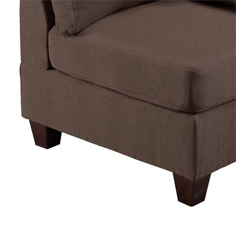 Remy 32 Inch Modular Corner Sofa Chair- Soft Brown Chenille- Solid Wood