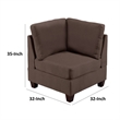 Remy 32 Inch Modular Corner Sofa Chair- Soft Brown Chenille- Solid Wood