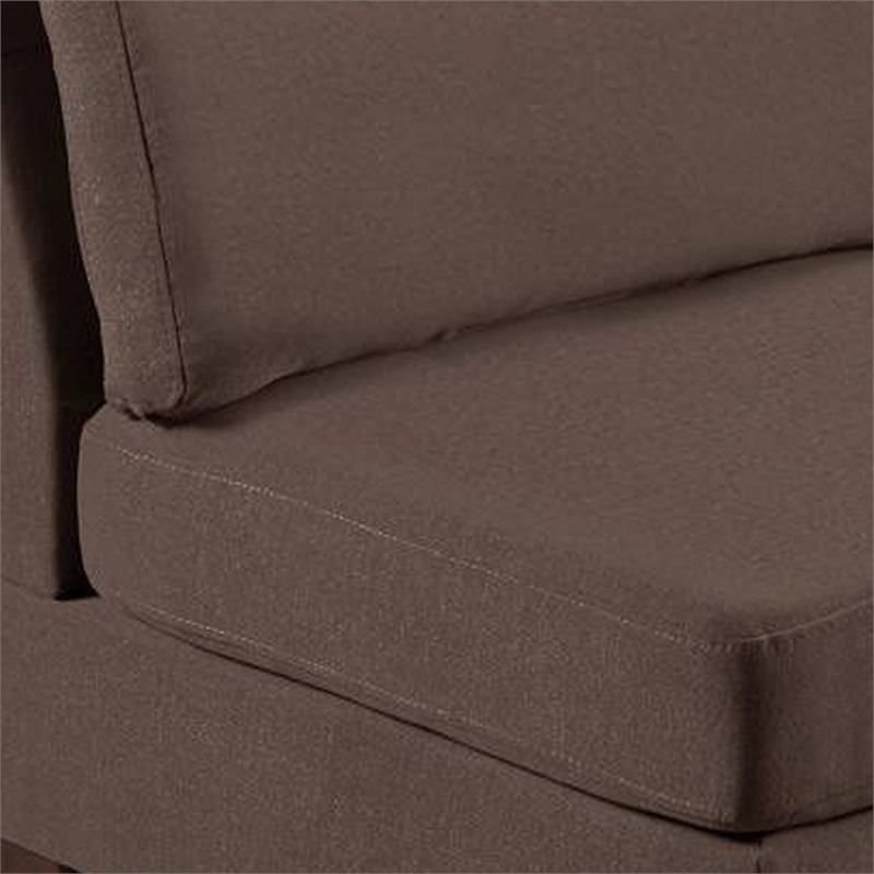 Remy 32 Inch Modular Armless Sofa Chair- Soft Brown Chenille- Solid Wood