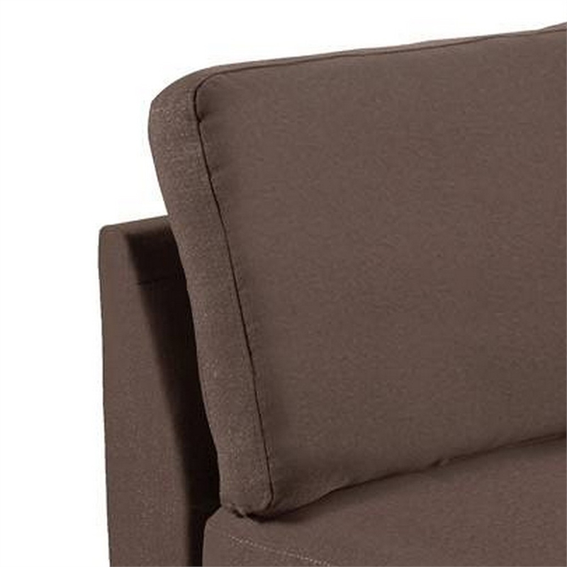 Remy 32 Inch Modular Armless Sofa Chair- Soft Brown Chenille- Solid Wood