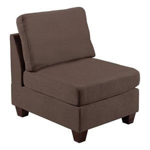 Remy 32 Inch Modular Armless Sofa Chair- Soft Brown Chenille- Solid Wood