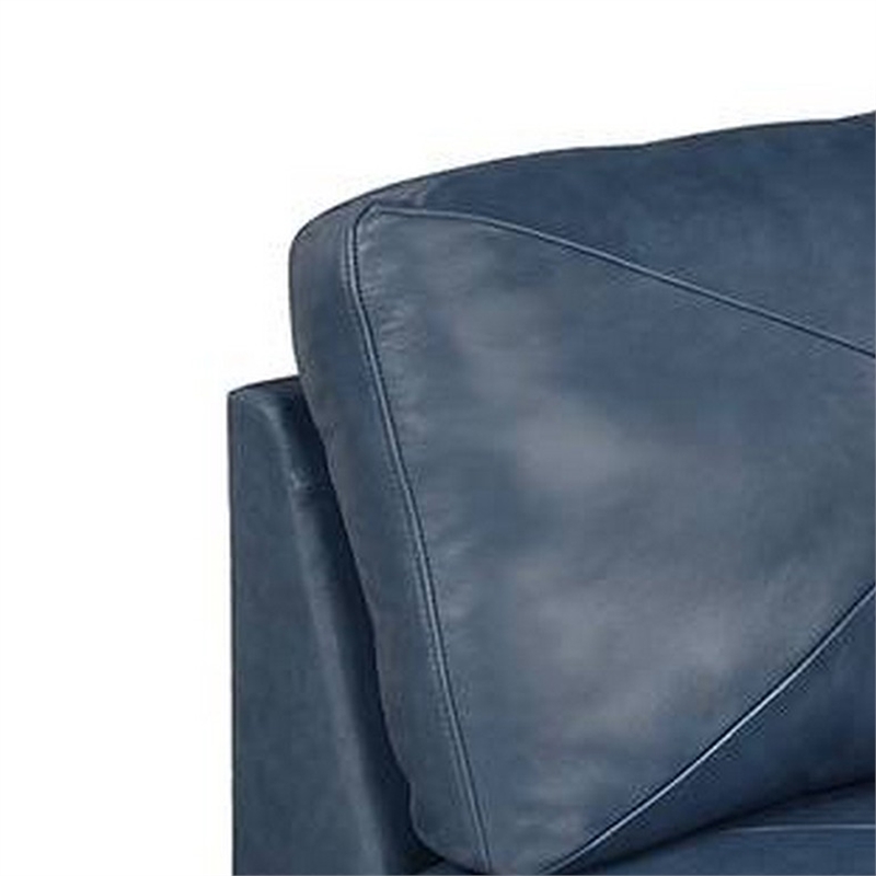 Samy 37 Inch Modular Armless Sofa Chair- Blue Faux Leather- Solid Wood