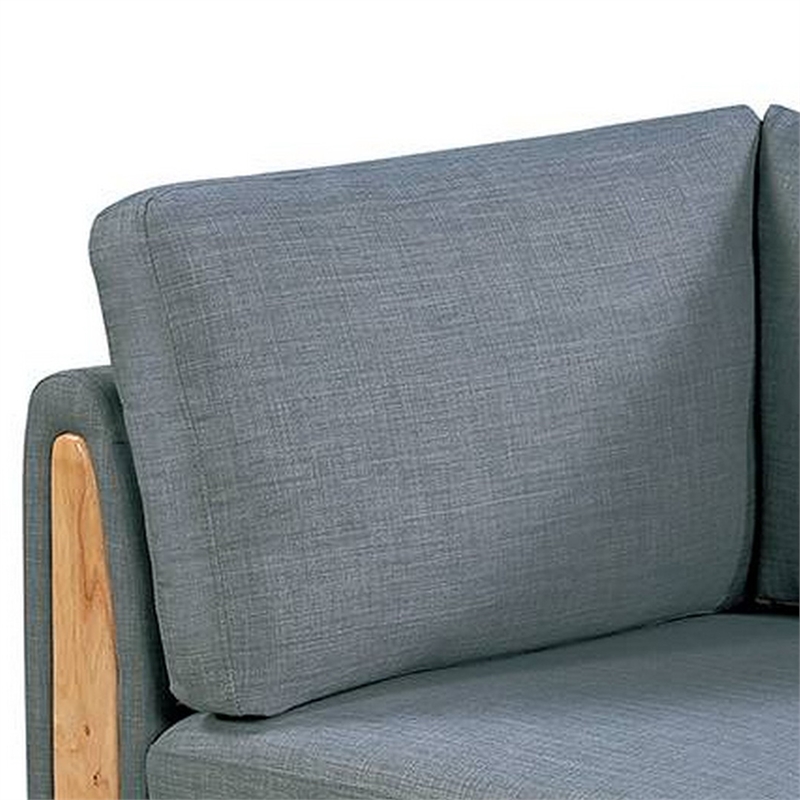 Gimy 37 Inch Modular Corner Sofa Chair- Gray Dorris Upholstery- Wood