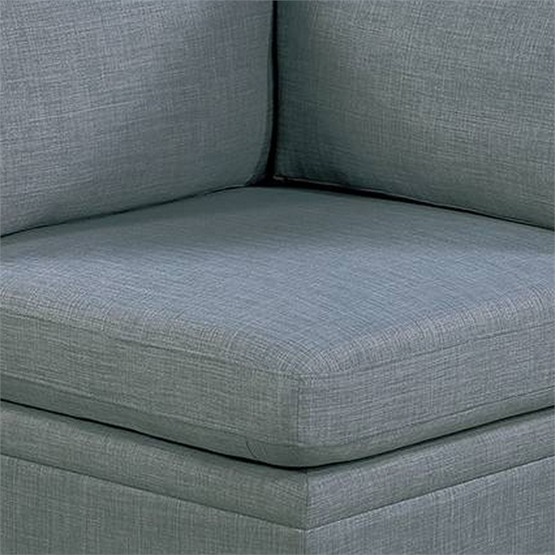 Gimy 37 Inch Modular Corner Sofa Chair- Gray Dorris Upholstery- Wood