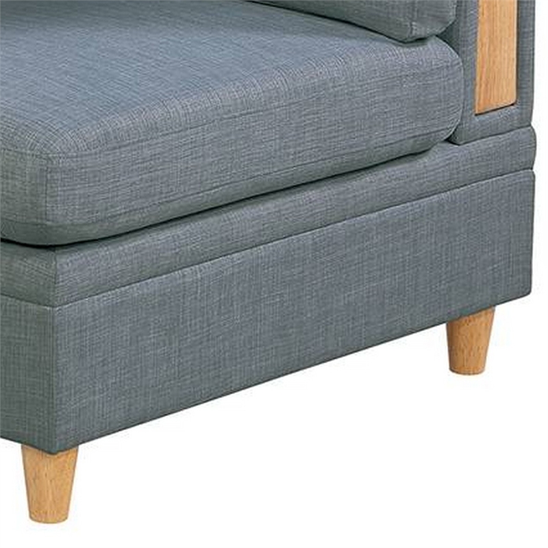 Gimy 37 Inch Modular Corner Sofa Chair- Gray Dorris Upholstery- Wood