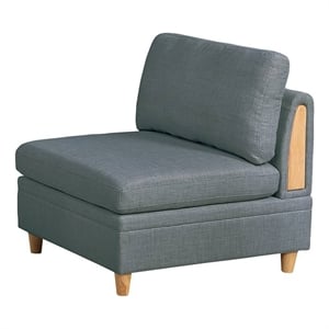 Gimy 37 Inch Modular Armless Sofa Chair- Gray Dorris Upholstery- Wood