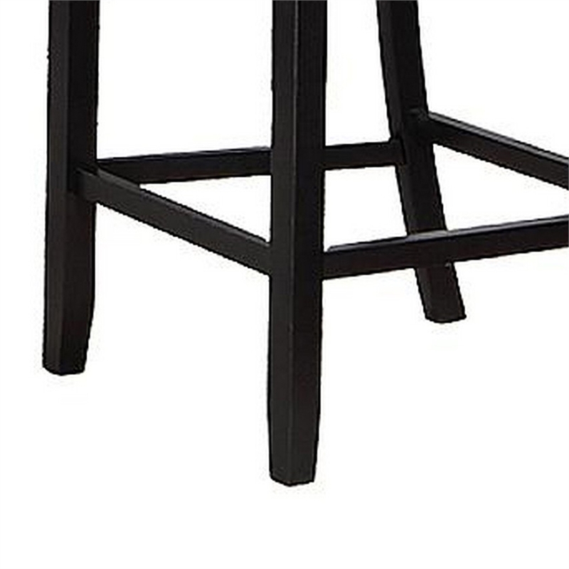 Sie 24 Inch Counter Height Chairs-Set of 2-Nailhead Trim-Gray Fabric-Black Wood
