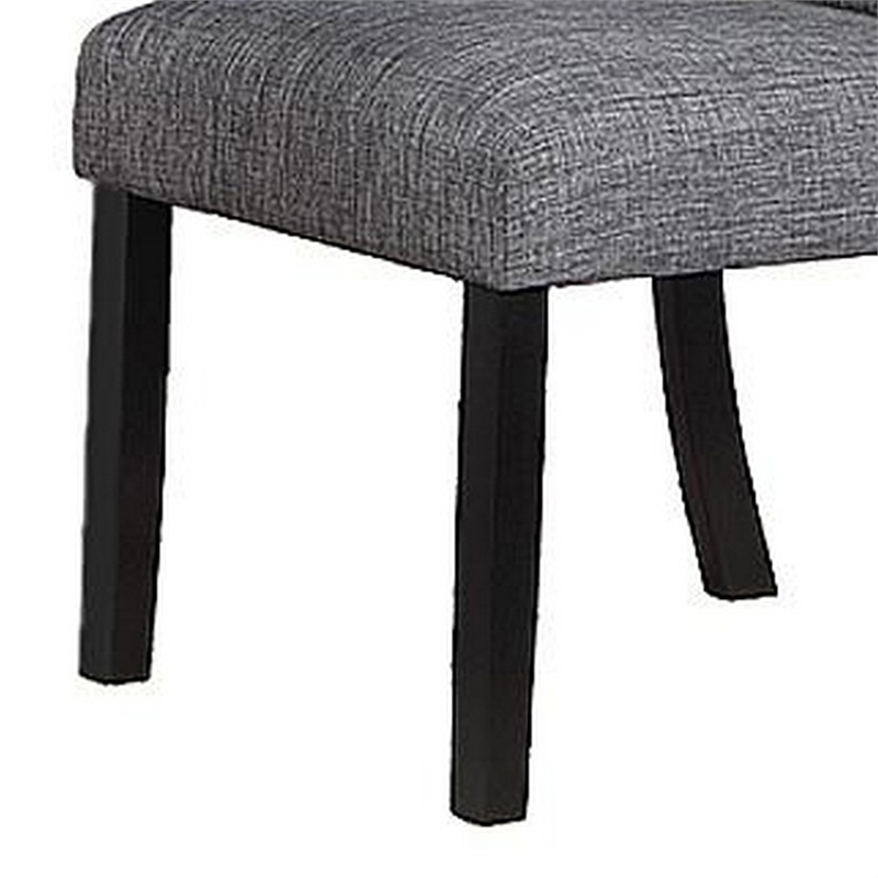 Jie 25 Inch Dining Chairs-Set of 2-Tufted Gray Upholstery-Rolled Top-Black Wood