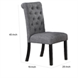 Jie 25 Inch Dining Chairs-Set of 2-Tufted Gray Upholstery-Rolled Top-Black Wood