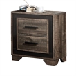 Nny 26 Inch Nightstand with 2 Drawers- Black Handles- Brown Wood Finish