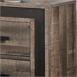Nny 26 Inch Nightstand with 2 Drawers- Black Handles- Brown Wood Finish