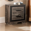Nny 26 Inch Nightstand with 2 Drawers- Black Handles- Brown Wood Finish