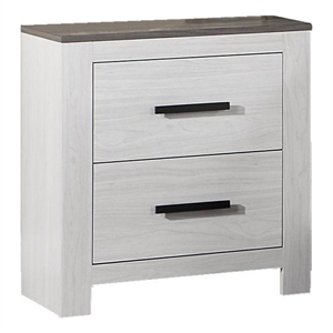 Kopa 26 Inch Nightstand with 2 Drawers- Black Handles- White Wood Finish