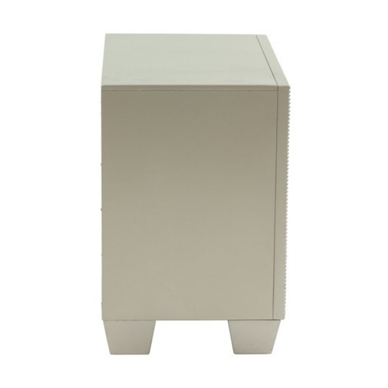 Dem 26 Inch Nightstand with 2 Drawers- Platinum Trim- Silver Wood Finish