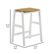 Hoa 24 Inch Counter Height Stool Set of 2- Footrest- White Brown Solid Wood