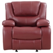 Mila 38 Inch Manual Recliner Accent Sofa Chair- Red Faux Leather- Wood