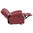 Mila 38 Inch Manual Recliner Accent Sofa Chair- Red Faux Leather- Wood