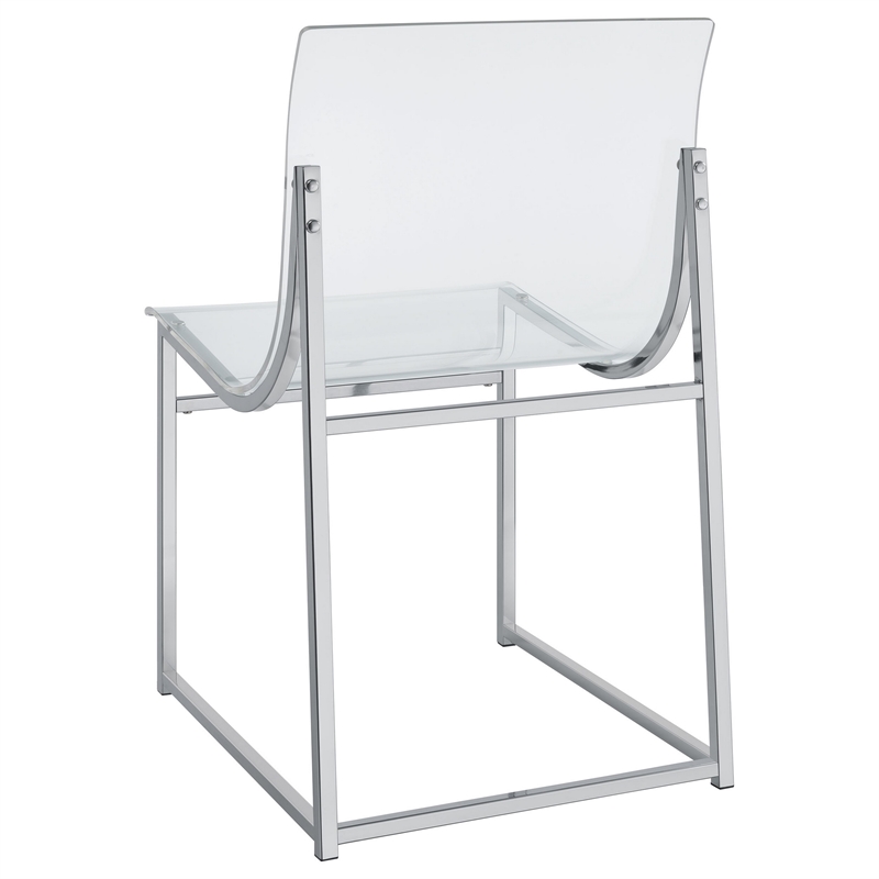 Dino 18 Inch Dining Side Chair Set of 2- Acrylic Clear Curved Seat- Chrome