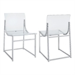 Dino 18 Inch Dining Side Chair Set of 2- Acrylic Clear Curved Seat- Chrome