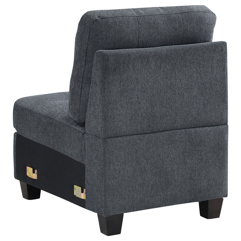 Seh Armless Modular Sofa Chair with Plush Cushions- Soft Dark Gray Fabric