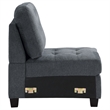 Seh Armless Modular Sofa Chair with Plush Cushions- Soft Dark Gray Fabric