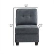 Seh Armless Modular Sofa Chair with Plush Cushions- Soft Dark Gray Fabric