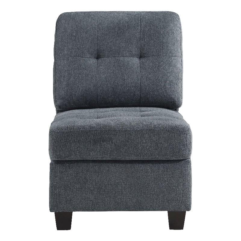 Seh Armless Modular Sofa Chair with Plush Cushions- Soft Dark Gray Fabric
