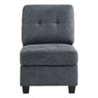 Seh Armless Modular Sofa Chair with Plush Cushions- Soft Dark Gray Fabric