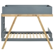 Anky Twin Size Bunk Bed- Brown Wood Frame- 3 Side Panel Security- Blue
