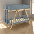 Anky Twin Size Bunk Bed- Brown Wood Frame- 3 Side Panel Security- Blue