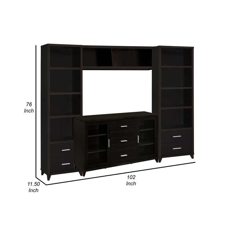 TV Entertainment Center- Console- 2 Media Towers- Bridge- Cappuccino Brown