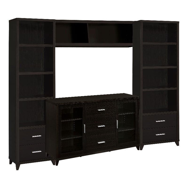 TV Entertainment Center- Console- 2 Media Towers- Bridge- Cappuccino Brown