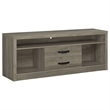TV Entertainment Console with 2 Media Tower- 8 Compartments- Driftwood Gray