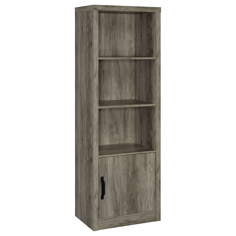 TV Entertainment Console with 2 Media Tower- 8 Compartments- Driftwood Gray