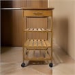 Harry Kitchen Bar Cart- 1 Drawer- 3 Shelves- Brown Bamboo- Rolling Wheels