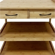 Walter Kitchen Bar Cart- 2 Drawers- 2 Shelves- Brown Bamboo- Rolling Wheels