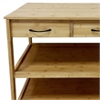 Walter Kitchen Bar Cart- 2 Drawers- 2 Shelves- Brown Bamboo- Rolling Wheels
