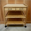 Walter Kitchen Bar Cart- 2 Drawers- 2 Shelves- Brown Bamboo- Rolling Wheels