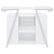 Leo 52 Inch Wine Bar Cabinet with Storage- Shelves- White- Chrome Steel