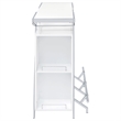 Leo 52 Inch Wine Bar Cabinet with Storage- Shelves- White- Chrome Steel