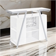 Leo 52 Inch Wine Bar Cabinet with Storage- Shelves- White- Chrome Steel