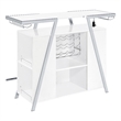 Leo 52 Inch Wine Bar Cabinet with Storage- Shelves- White- Chrome Steel
