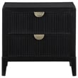 Jack Nightstand- 2 Drawers- Gold Metal Handles- Wire Brushed Black Wood