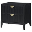 Jack Nightstand- 2 Drawers- Gold Metal Handles- Wire Brushed Black Wood