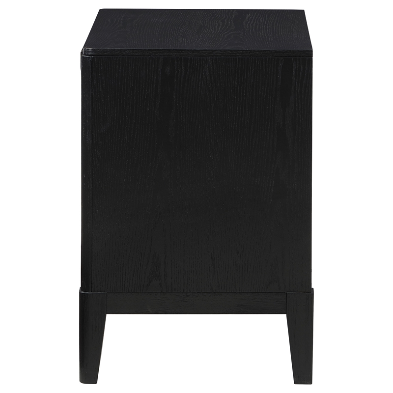 Jack Nightstand- 2 Drawers- Gold Metal Handles- Wire Brushed Black Wood
