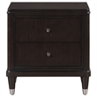 Amber Nightstand- 2 Drawers- Round Metal Knobs- Tapered Legs- Brown Wood