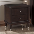 Amber Nightstand- 2 Drawers- Round Metal Knobs- Tapered Legs- Brown Wood