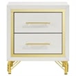 Jenny Nightstand- 2 Drawers- Hairpin Style Legs in Gold- Bar Handles- White