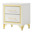 Jenny Nightstand- 2 Drawers- Hairpin Style Legs in Gold- Bar Handles- White