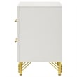 Jenny Nightstand- 2 Drawers- Hairpin Style Legs in Gold- Bar Handles- White